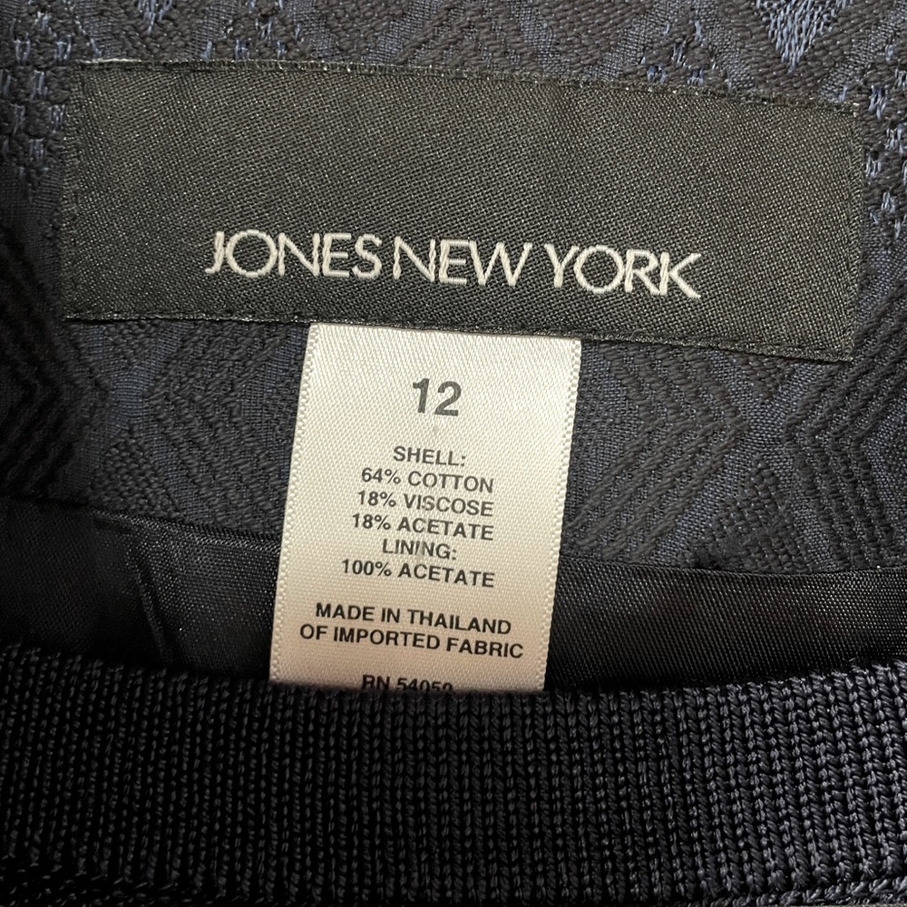 Jones New York Navy Diamond And Floral Print Blazer And Knit Tank Top Set Sz 12 - Picture 6 of 9